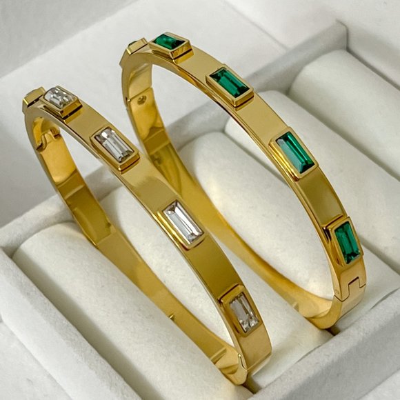 Bangles with Gemstones Bangle Bracelets for Women Gold Bangles Unique Bangles - Picture 3 of 9